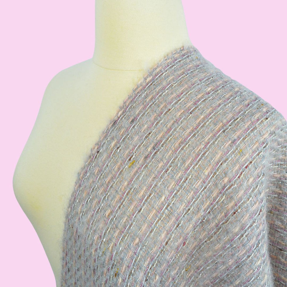 Miniature : Étole tweed en mohair gris rosé