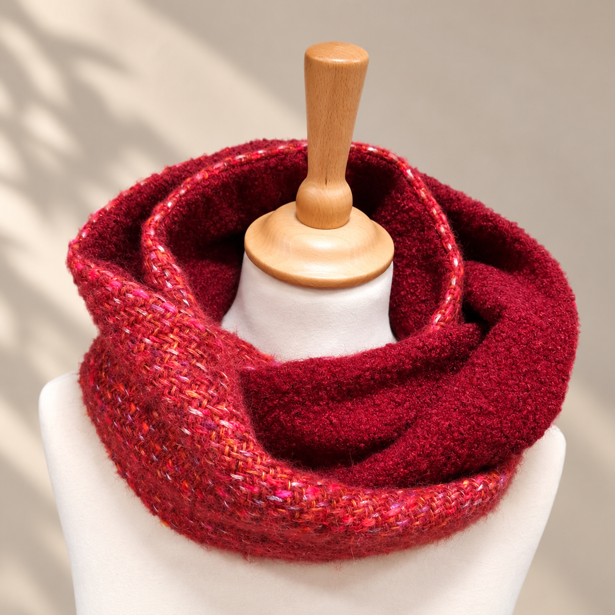 Snood Tweed modèle moyen rouge