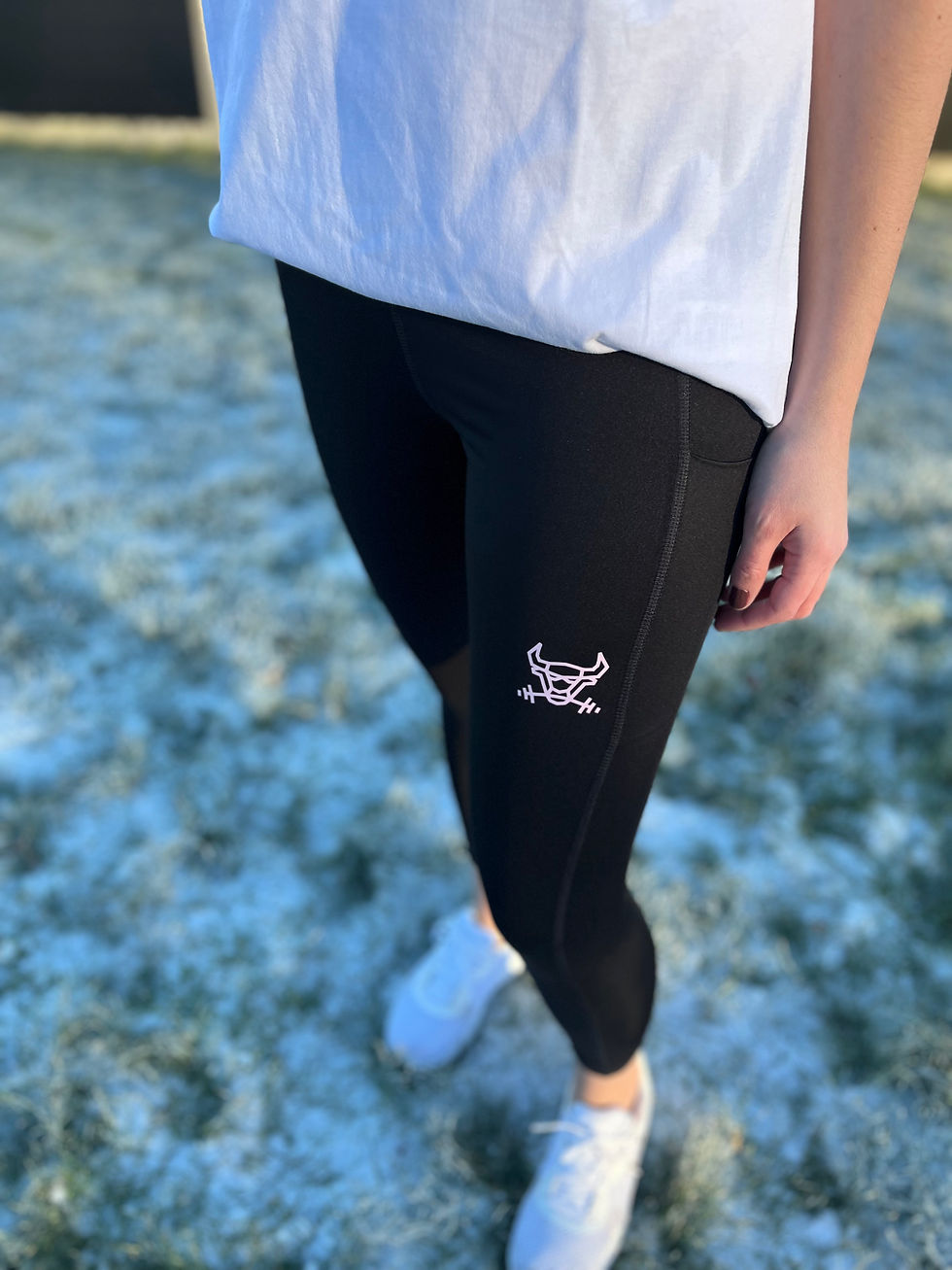 Pink Logo Black Performance Leggings