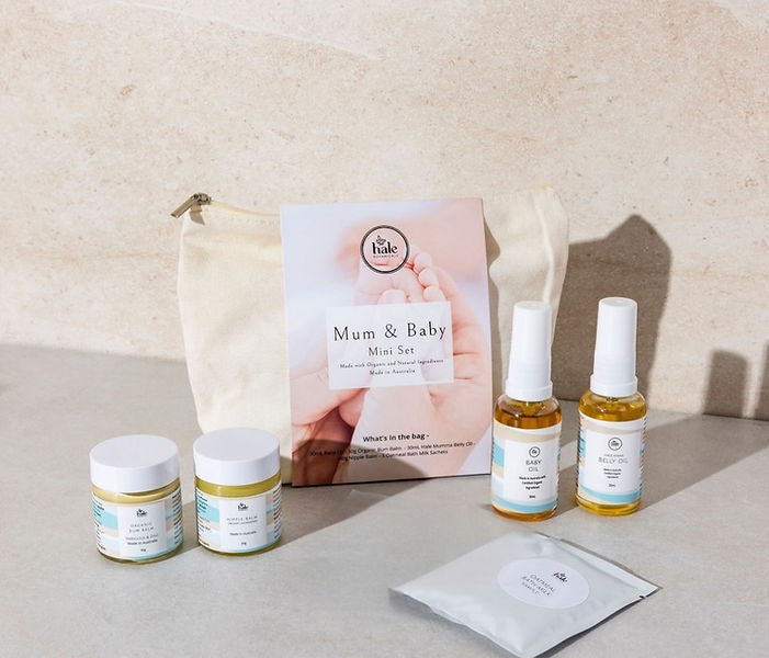 Mum & Baby Miini Set. Organic, fragrance free products. Newborn baby gift, baby shower gift