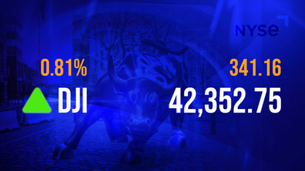 Bull statue, NYSE, DJI 0.81%, 42,352.75, 341.16
