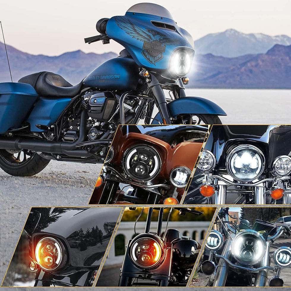 Thumbnail: 7 Inch LED Motorcycle Headlight with Turn Signal - Black