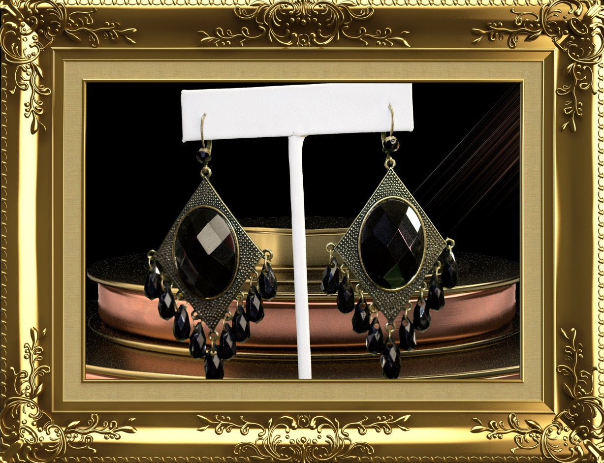 SINGAPORE BLACK POST EAR RINGS
