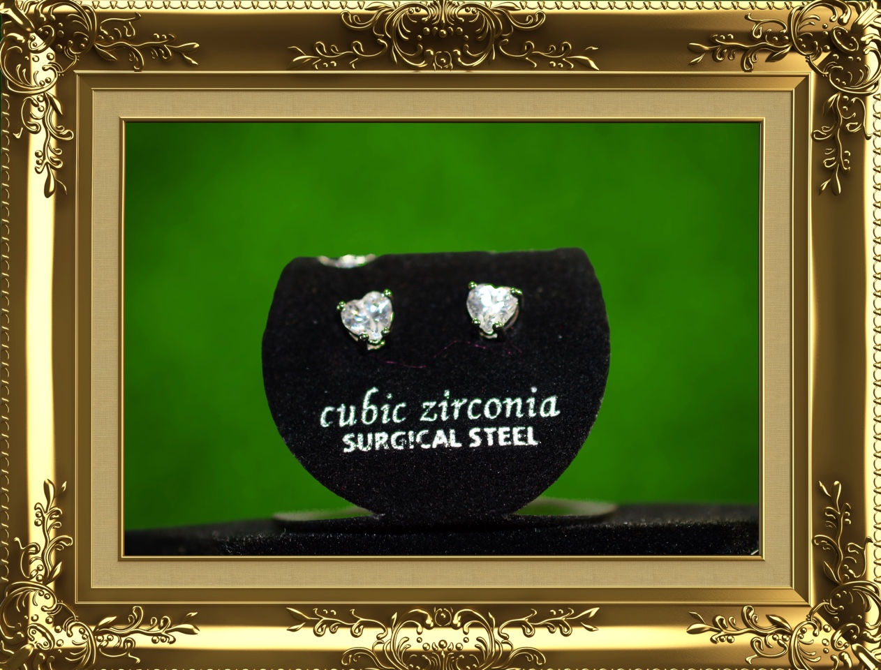 CZECHOSLAVAKIAN CUBIC ZIRCONIA SURICAL STEEL POST EAR RINGS