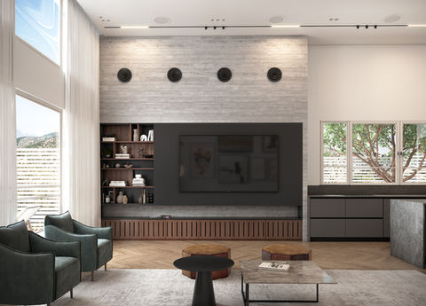 עיצוב מודרני יוקרתי, שילוב בטון עם עץ פורני, ריצפה פשיבון