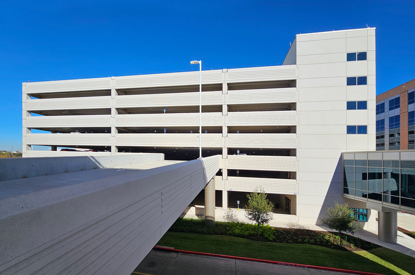 Precast Concrete Parking Structure – Houston Methodist Sugar Land Hospital, designed by Page Southerland Page, built by McCarthy Building Company and precast concrete engineered, manufactured and installed by Legacy Precast in Brookshire, Texas.