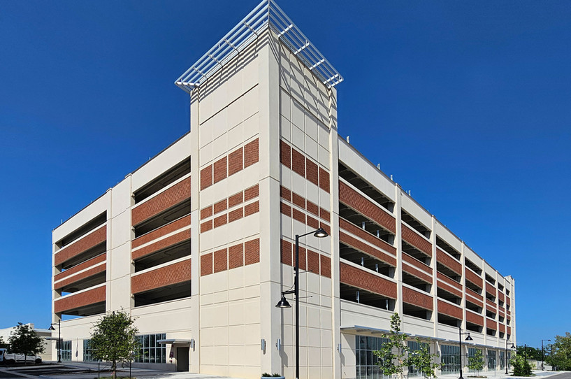 Precast Concrete Parking Structure – City of Temple, 4th Street Mixed-Use Parking Structure, precast concrete engineered, manufactured and installed by Legacy Precast in Brookshire, Texas.