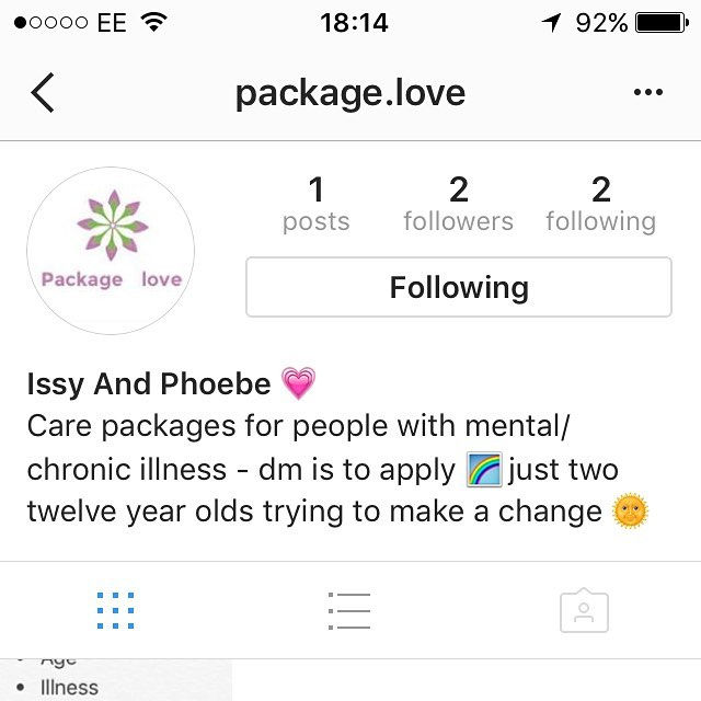 Package.love sends care packages to people in the UK under 16 who have a chronic or mental health pr