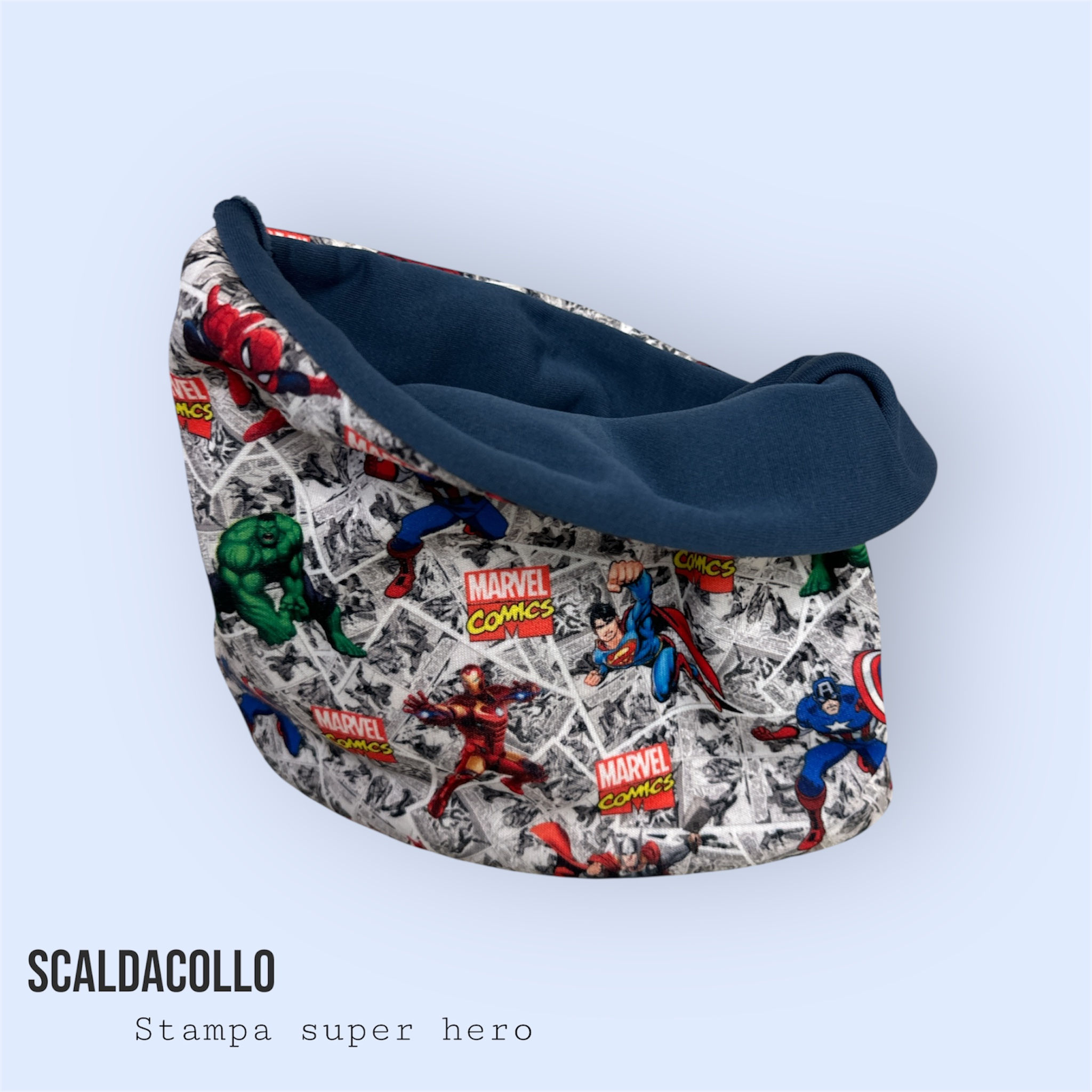 Scaldacollo doppio strato caldo super hero- cm 48 circonferenza capo