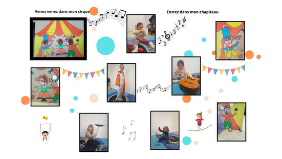 Avec les enfants de APDC, je suis entrée dans le chapiteau !!