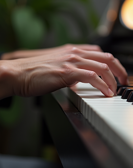 A student practicing piano for MusicTutorOnline's Live 1-on-1 online piano lessons.