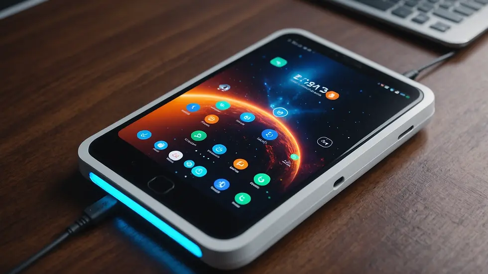 High angle view of a futuristic smart device on a table