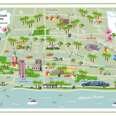 Boca Raton Map Digital Illustration for Diamond Coach Limo Service in Boca Raton