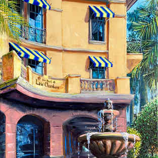 The Corner Fountain Original Oil Painting