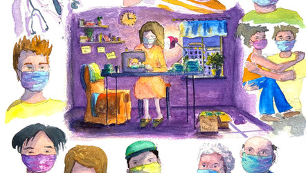 Watercolor Illustration for Sharon Koskoff Art Exhibition: Alone Together
