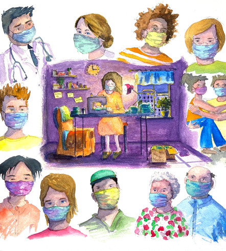 Watercolor Illustration for Sharon Koskoff Art Exhibition: Alone Together