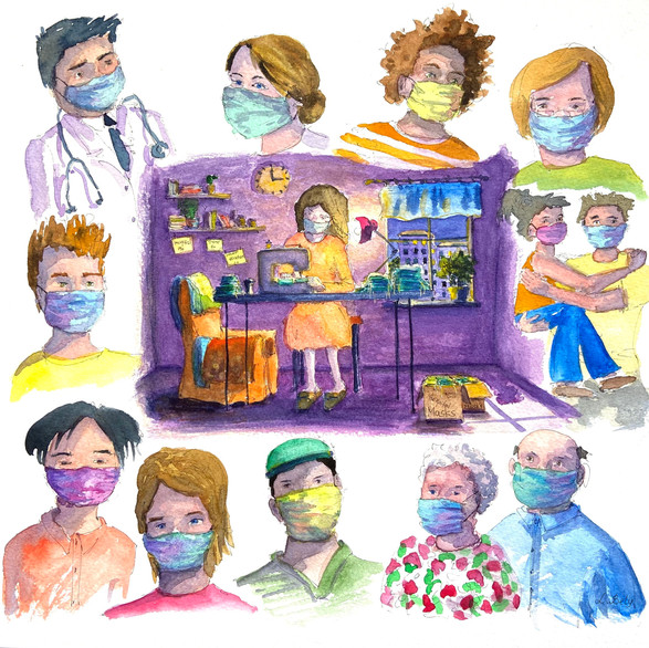 Watercolor Illustration for Sharon Koskoff Art Exibition: Alone Together