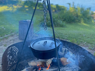 outdoor cooking over a fire