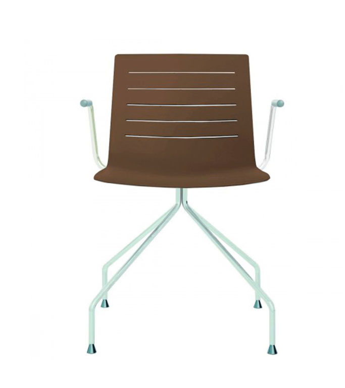 Miniatura: silla con brazos patas araña estructura acero pintado color chocolate