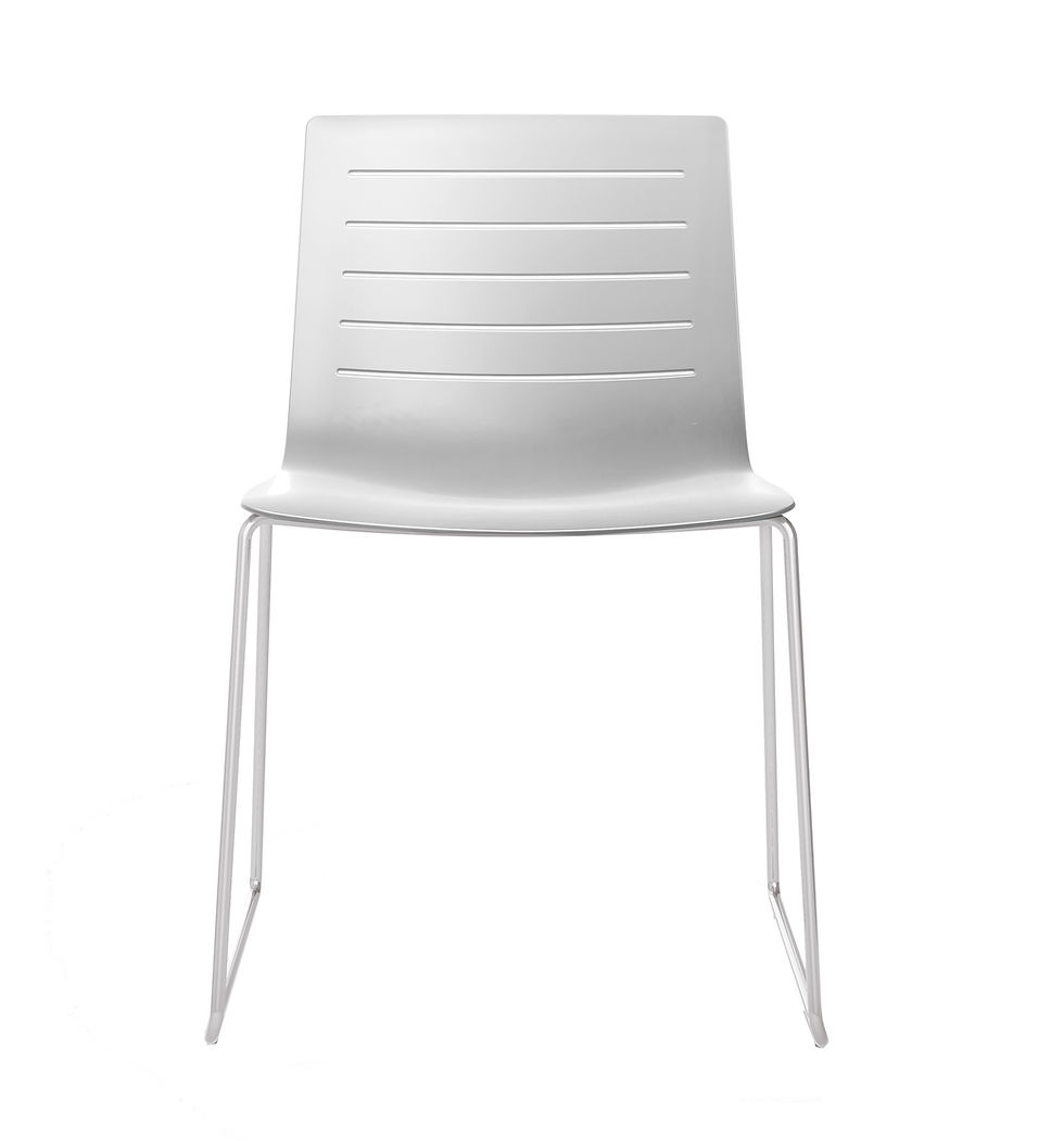 Miniatura: silla comedor patin en acero pintado, asiento PP blanco