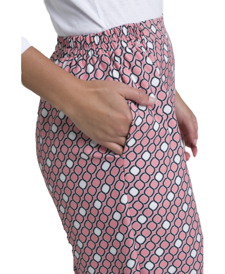 Miniatura: Pantalón pirata Singapur, 94% poliéster 6% spandex. Rosa geométrico