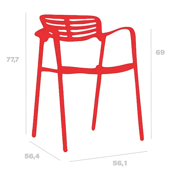Miniatura: Silla Toledo de diseño para interior y exterior medidas