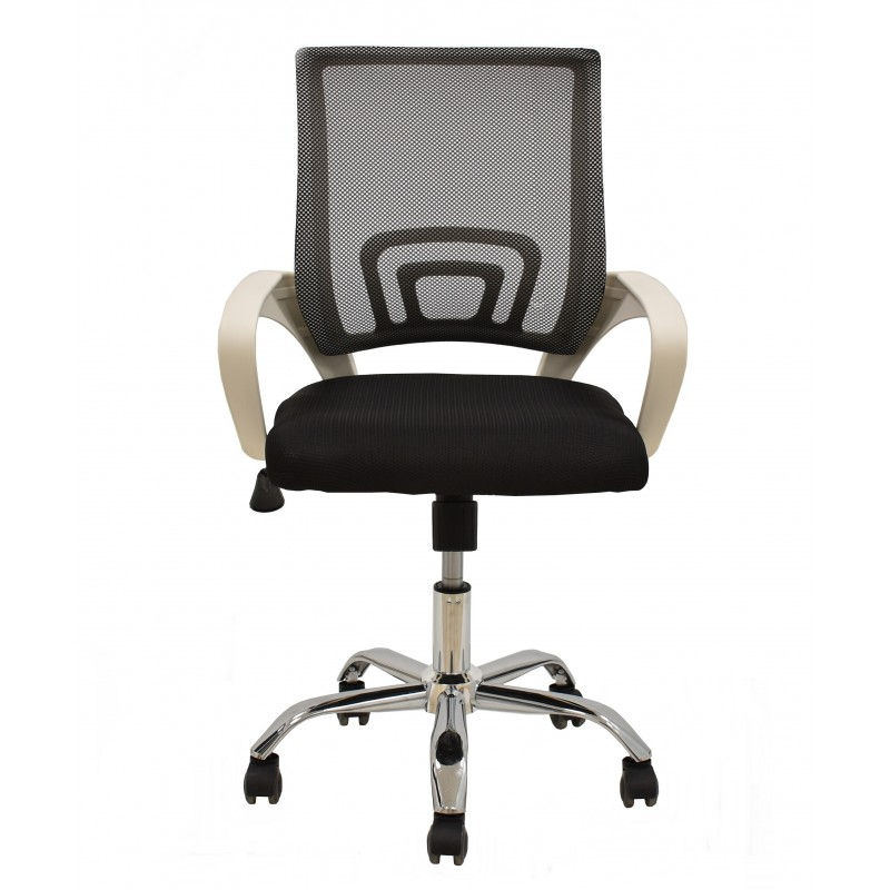 Miniatura: Sillón ergonómico de oficina FISS NEW con estructura blanca y tejido negro