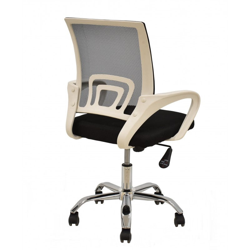 Miniatura: Silla ergonómica de oficina FISS NEW blanca con asiento negro y base cromada