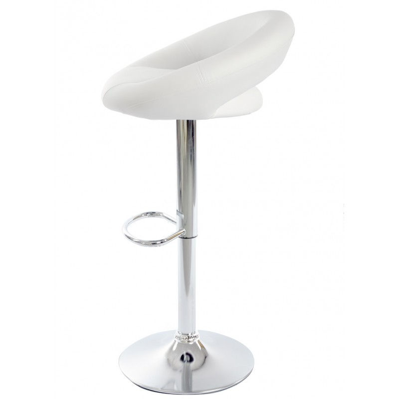 Miniatura: Taburete alto blanco moderno base cromada diseño elegante