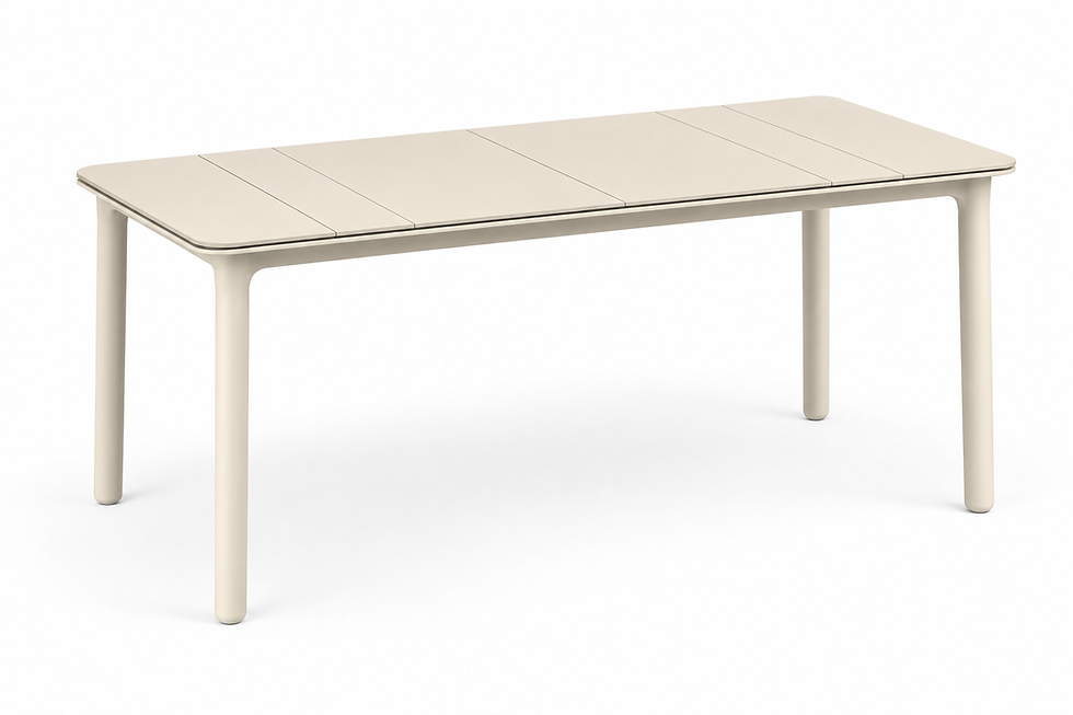 Mesa Noa con patas marfil y tablero arena 160x90