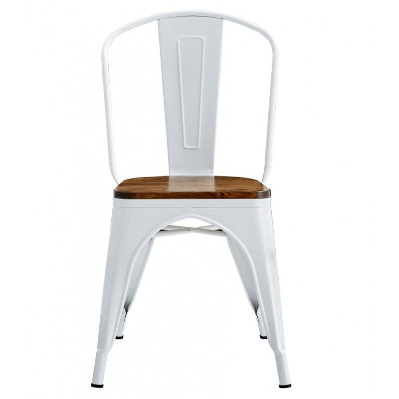 Miniatura: Silla TOL EK WOOD blanca en acero con asiento de madera