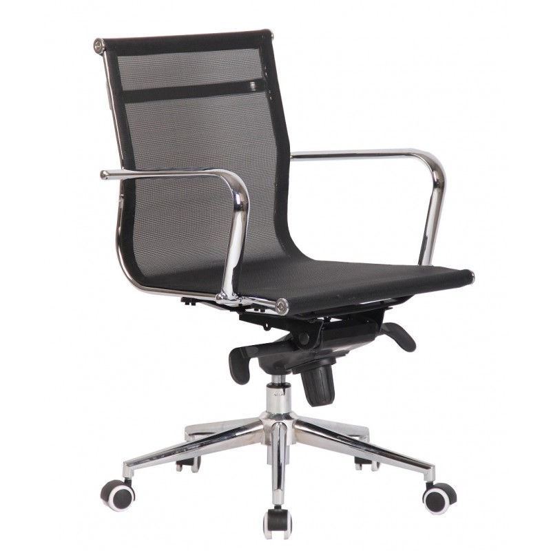 Sillón de oficina ergonómico de malla negra ZURICH giratorio