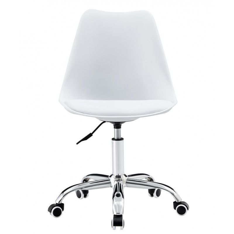 silla Giratoria  tapizada en piel blanca