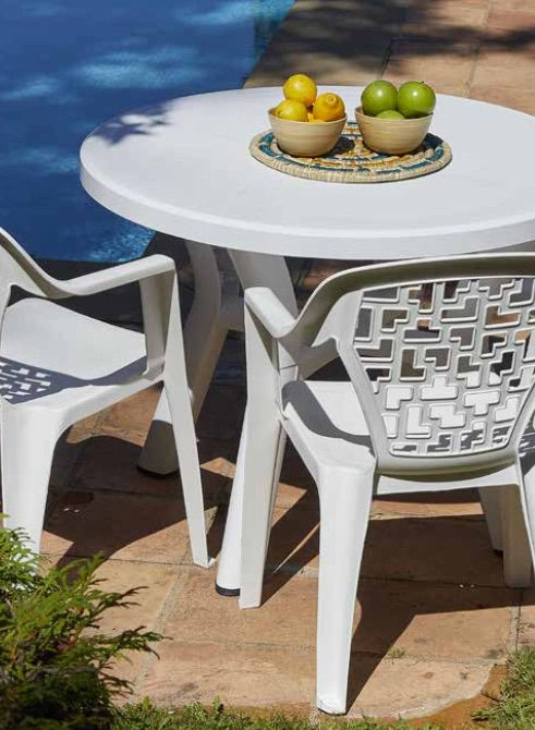 Miniatura: Mesa Jazmín con agujero para parasol Ø100cm