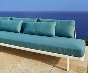 Miniatura: sofá de diseño en acero inoxidable lacado y pasamanería para exterior