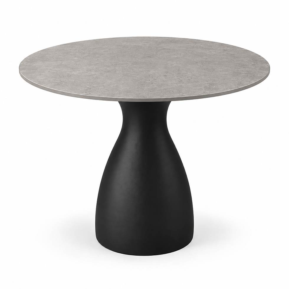 Mesa auxiliar Baobab S base negra con tablero HPL color cemento