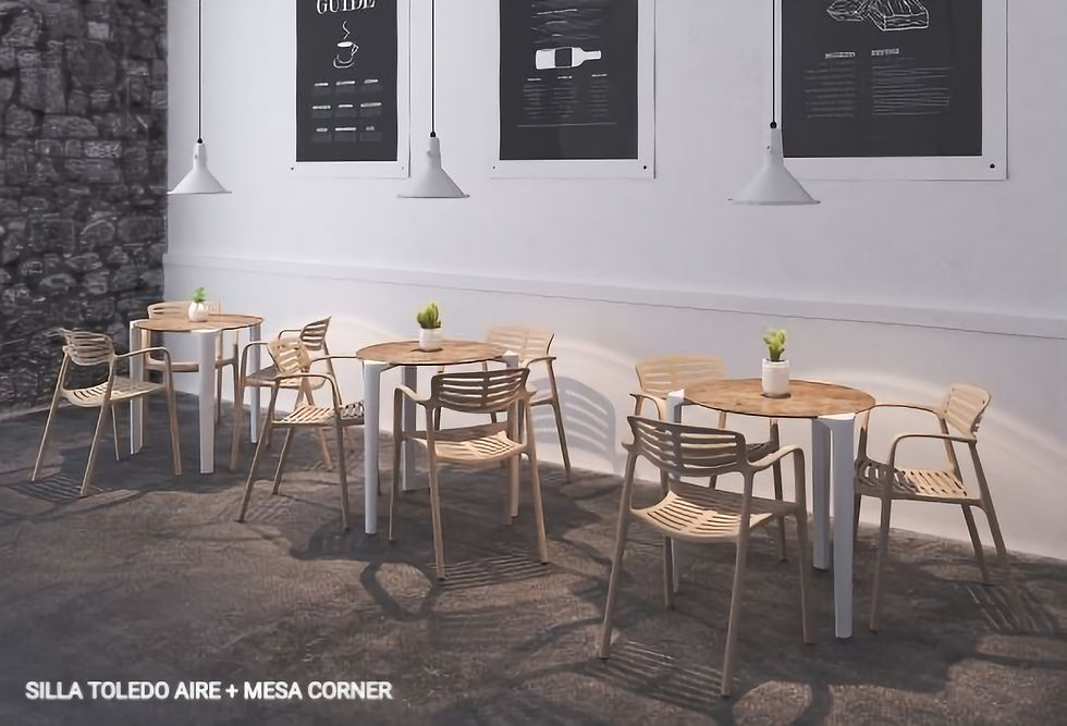 Miniatura: silla con brazos apilable para cafeterias, terrazas mesa corner