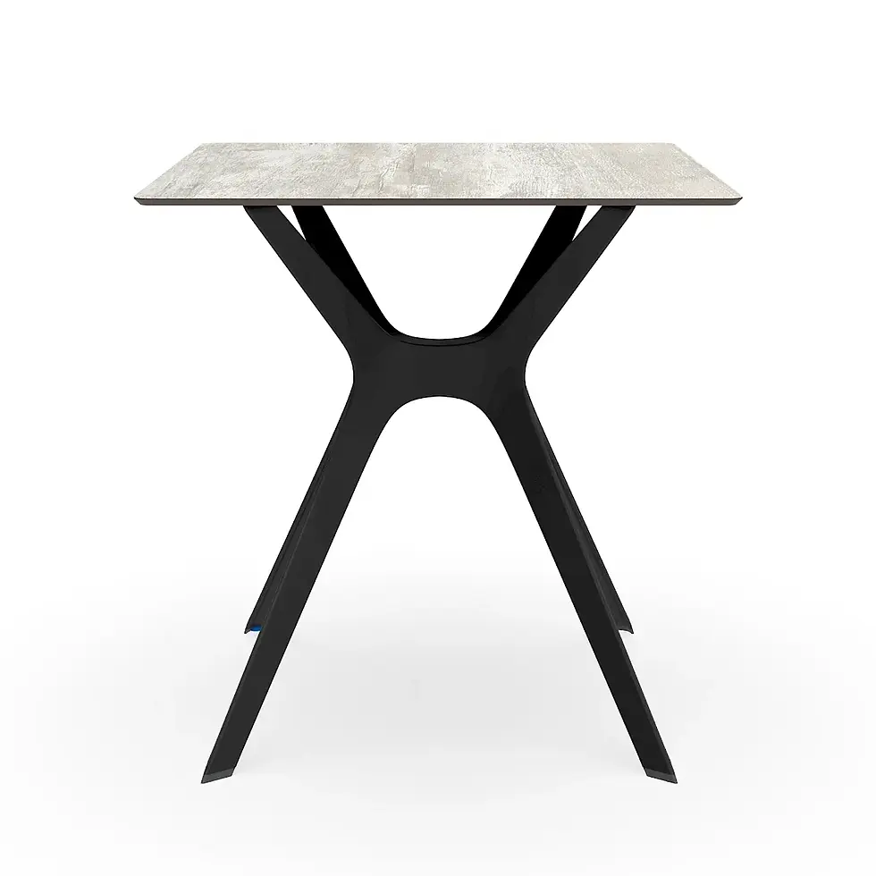 Miniatura: Mesa Vela S 80x80 pie Negro y tablero  madera lavada
