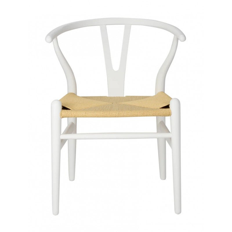 Silla blanca de madera para hostelería