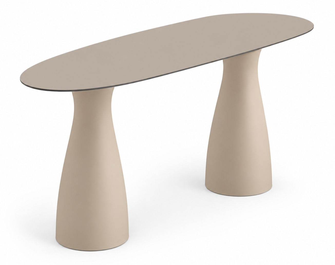 Mesa alta Baobab L doble pie arena 180x70 con tablero HPL arena