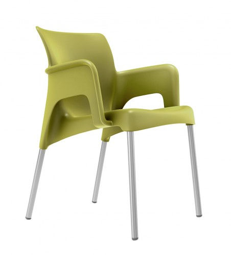 Miniatura: Sillón de terraza de bar patas aluminio verde lima