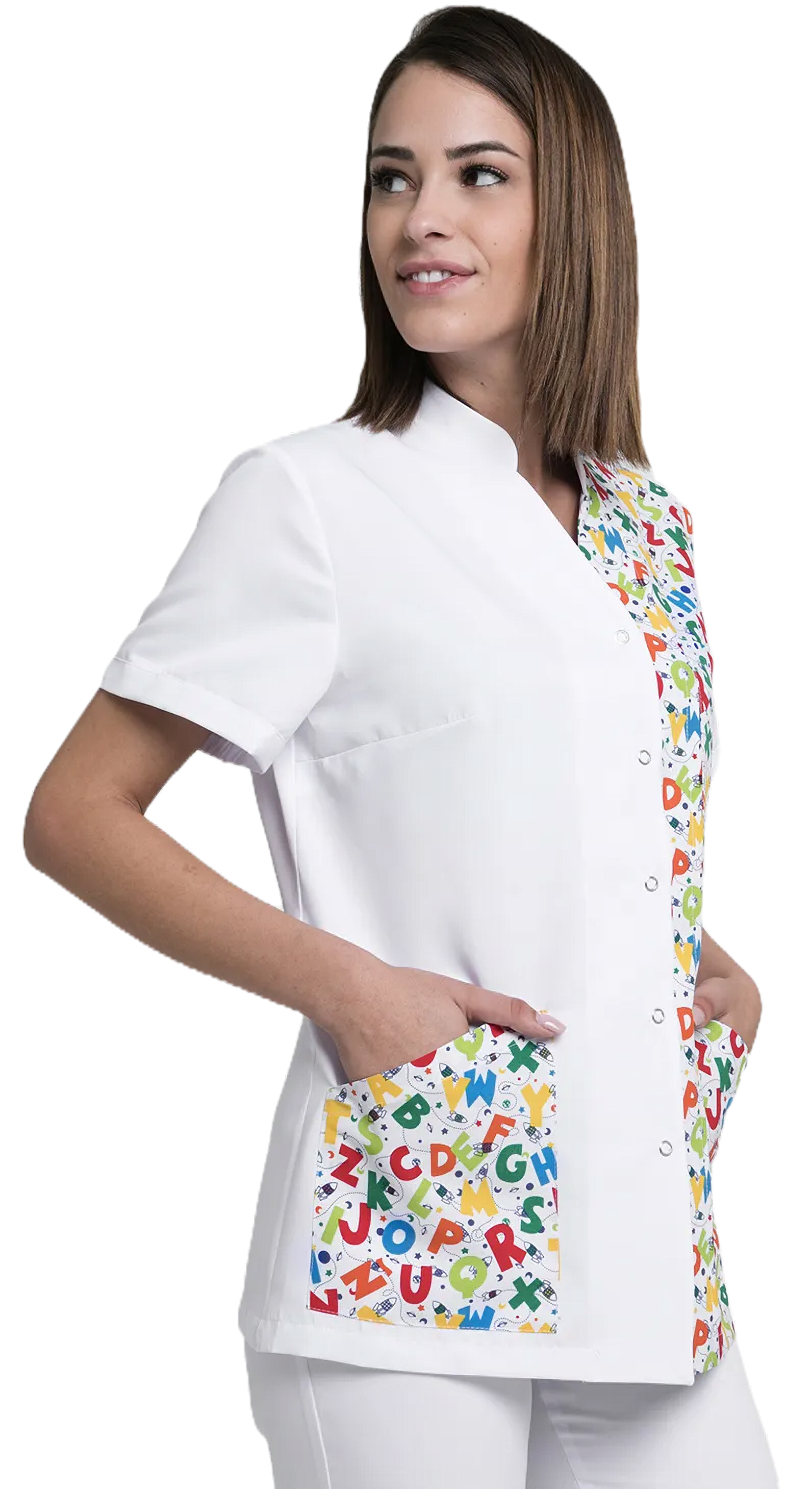 chaqueta sanitaria mujer corte entallado tejido microfibra