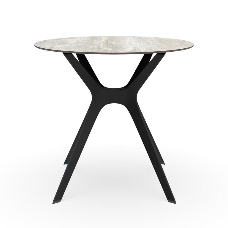 Mesa Vela S pie negro y tablero HPL Madera lavada