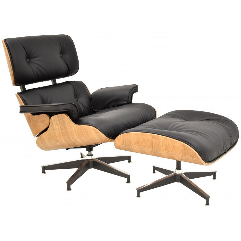 Butaca y ottoman,  ,madera Fresno, tapizado  piel ecológica