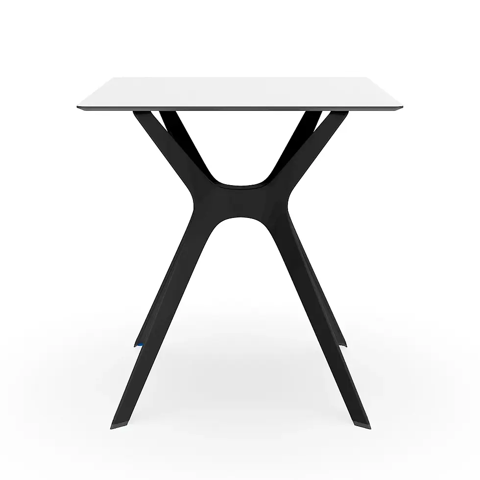 Mesa Vela S 70x70 pie Negro y tablero blanco