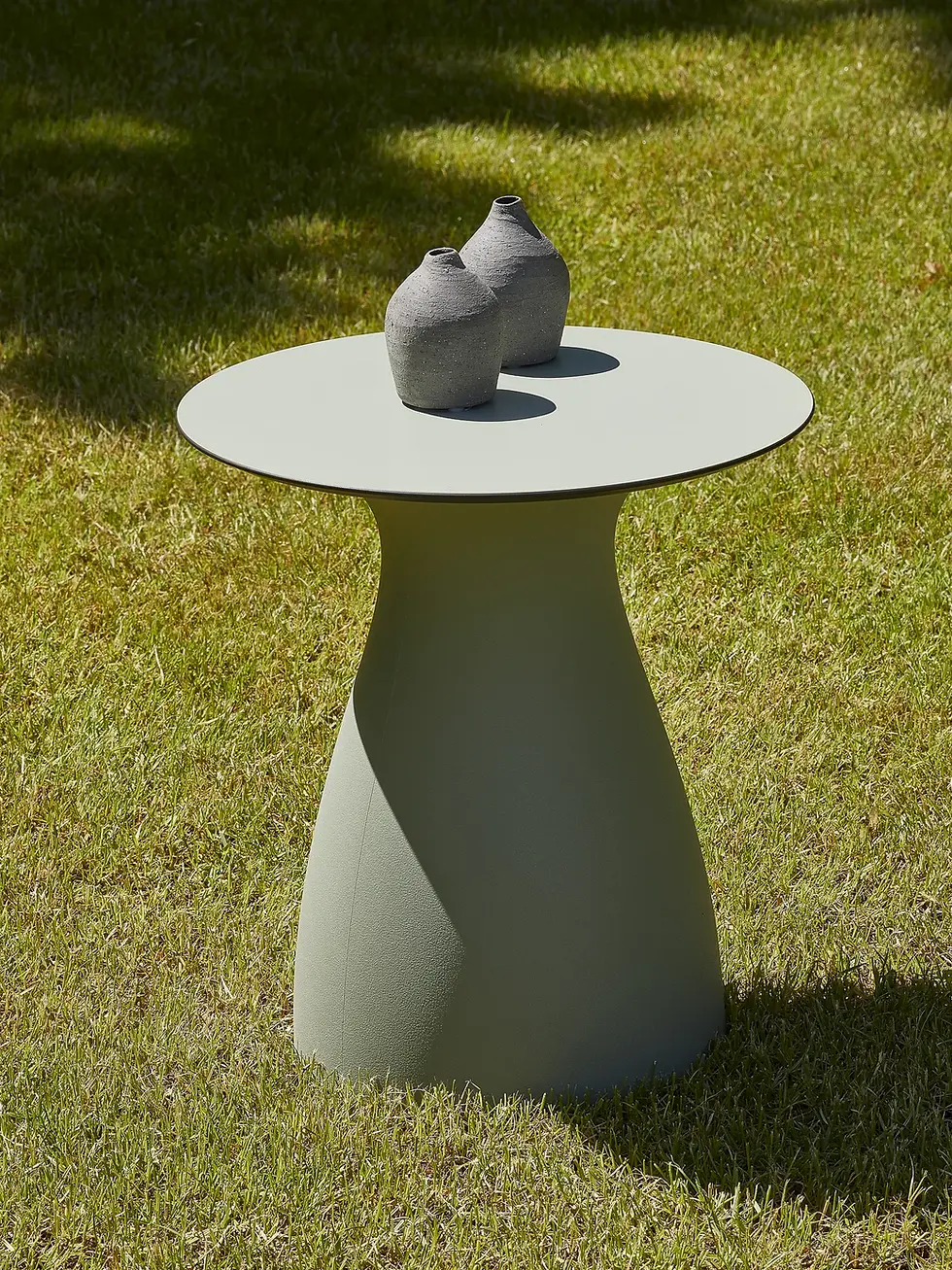 Miniatura: Mesa auxiliar Baobab S base marfil con tablero HPL para exterior