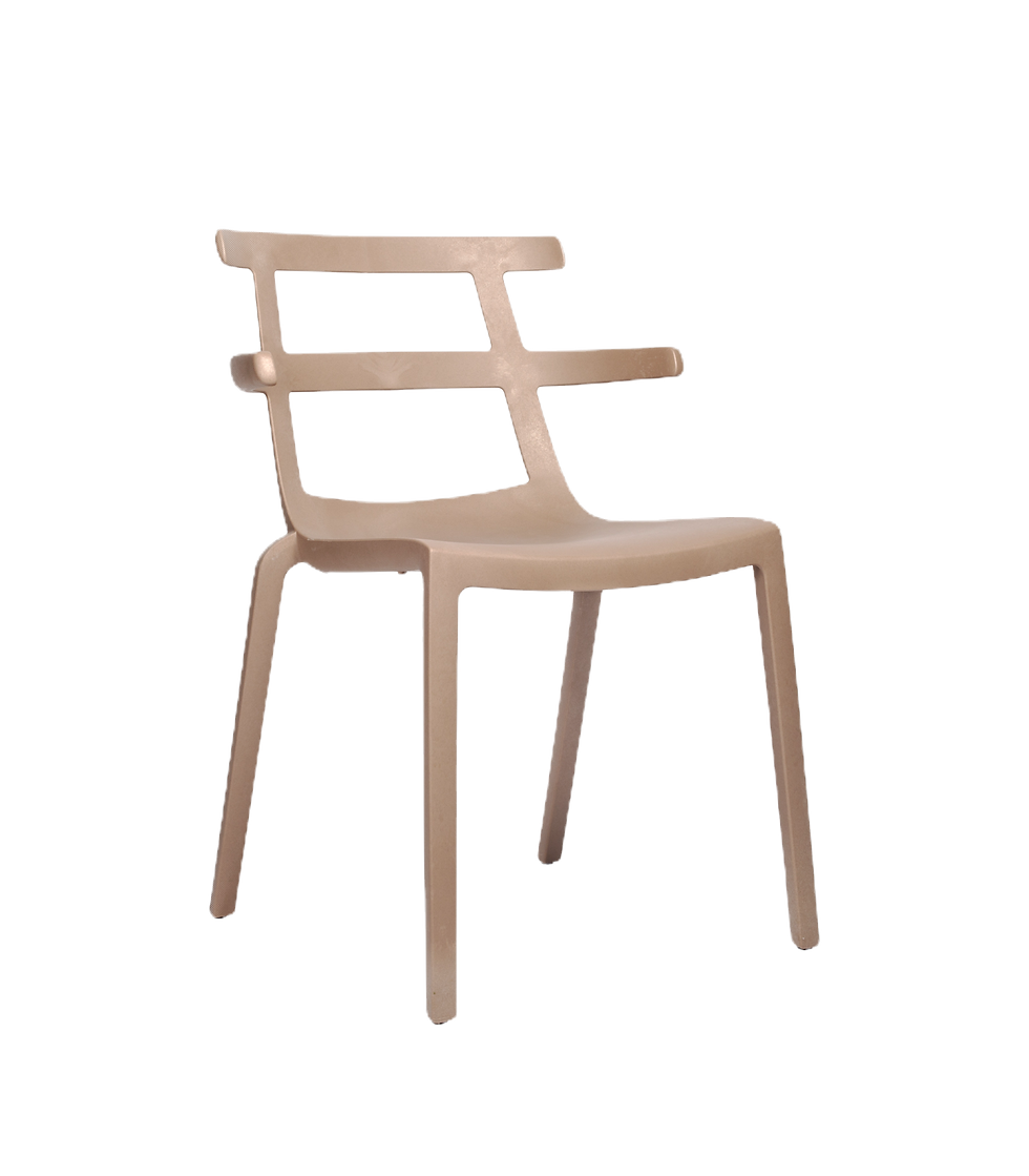 Miniatura: silla tokyo con brazos 100% reciclada en color marrón tierra