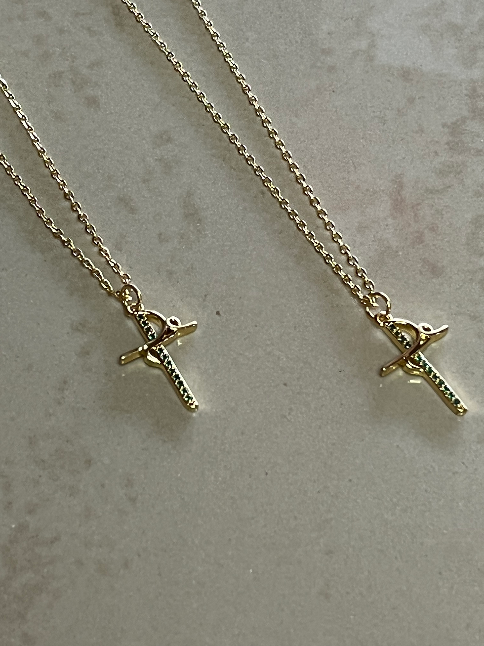 Emerald bling Cross Necklace