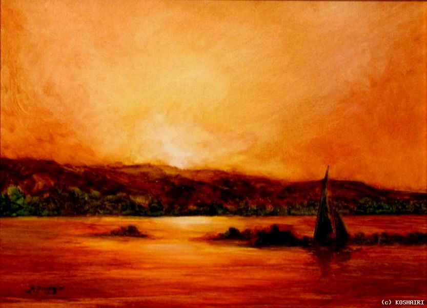 Sunset with Sails, River Nile, SOLD