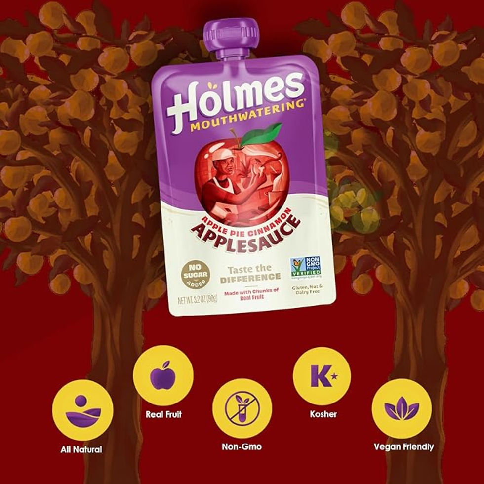 Thumbnail: Holm's Mouthwatering Applesauce pouch, Super Red Cinnamon, Best Fruit, Kosher, and Vegan Friendly.